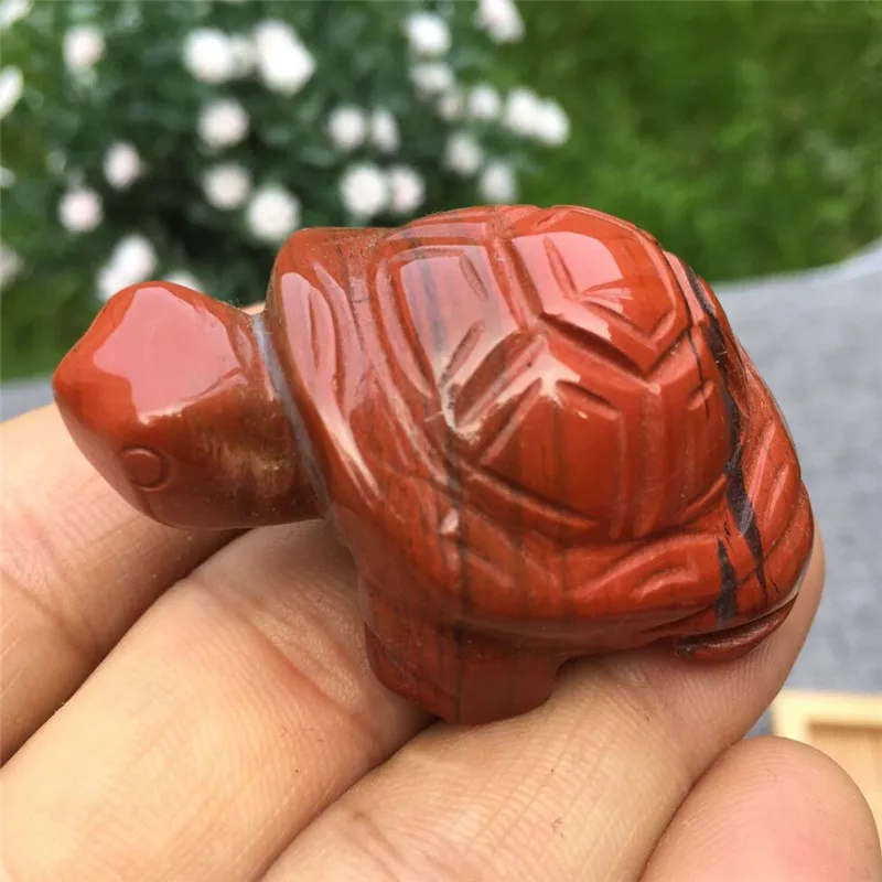

1PC Natural Red jasper hand Carved tortoise Crystal Skull reiki Healing