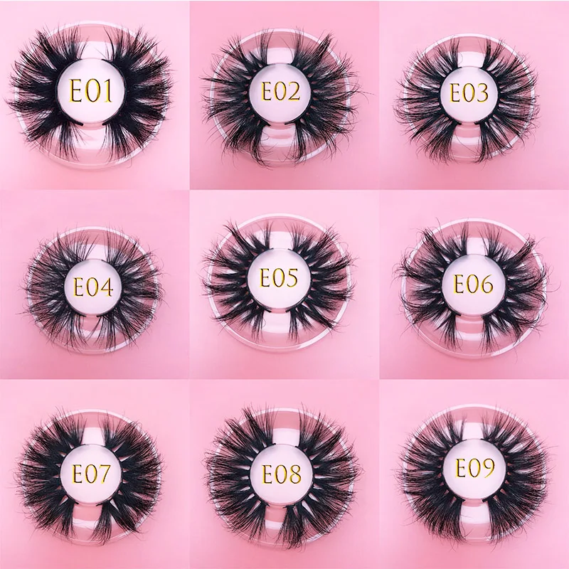 

25mm E06 MIKIWI 100% handmade natural thick Eye lashes wispy makeup extention tools 3D mink hair volume soft false eyelashes