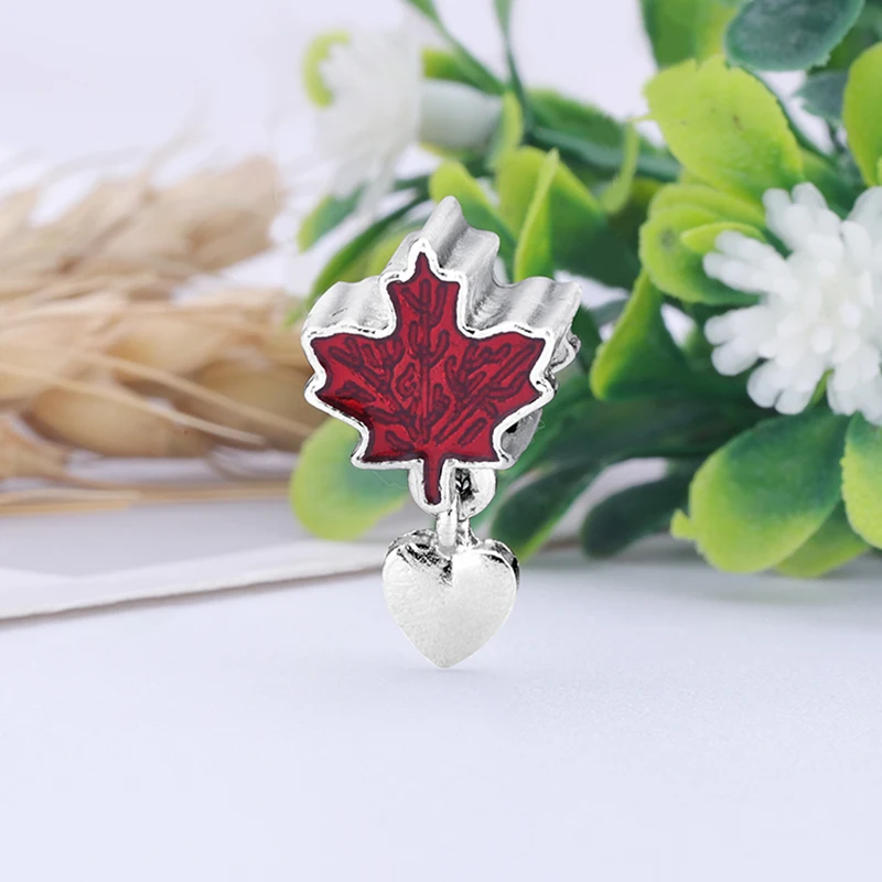 Maple Leaf Новинка, сплав, бусина для отдыха, путешествий, Рождества, Радужный Шарм, Подходит для Пандора, браслет, ожерелье, сделай сам, Женские Ювелирные изделия - Цвет: Maple Leaf