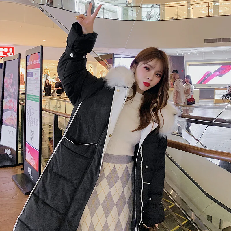 X-Long Women Winter Jacket Cotton Padded Warm Thicken Ladies Big pocket Long Coats Parka Womens Jackets