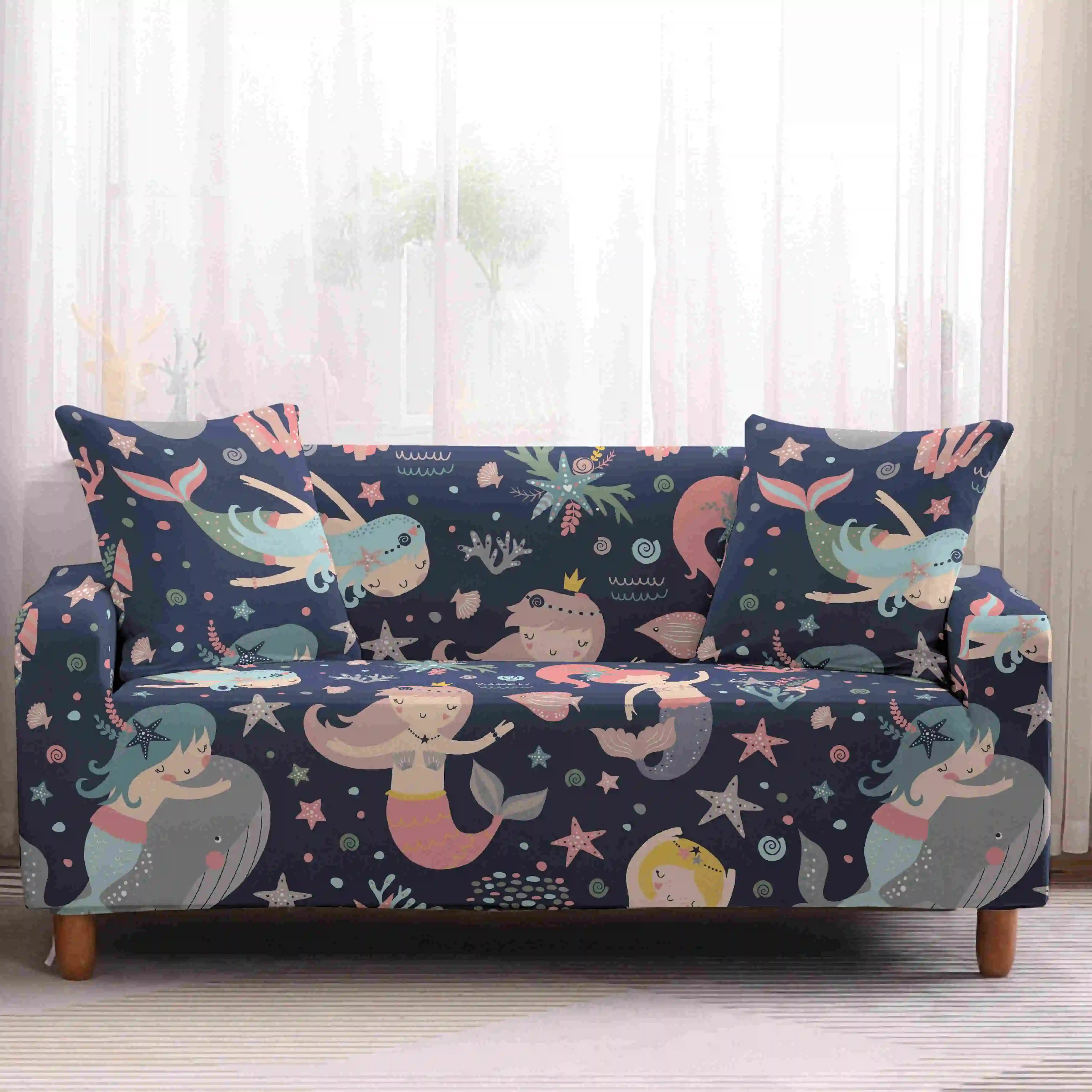 Домашний чехол для дивана из полиэстера с милым рисунком кошек секционного 1/2/3/4