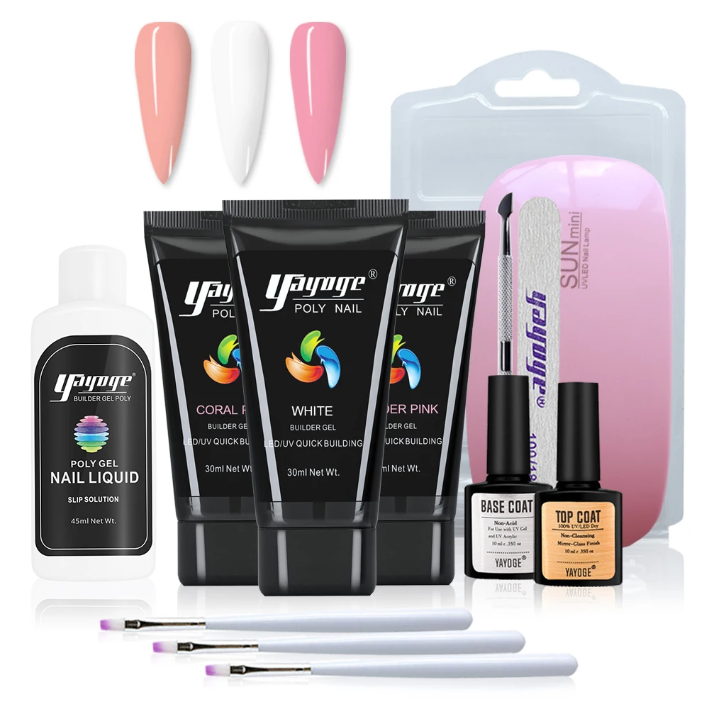 

Yayoge Poly Nail Gel Nail Kit Quick Building Gel Polish For Nail Extension Acrylic UV Poly Nail Gel Set Nail Art BE Warehouse