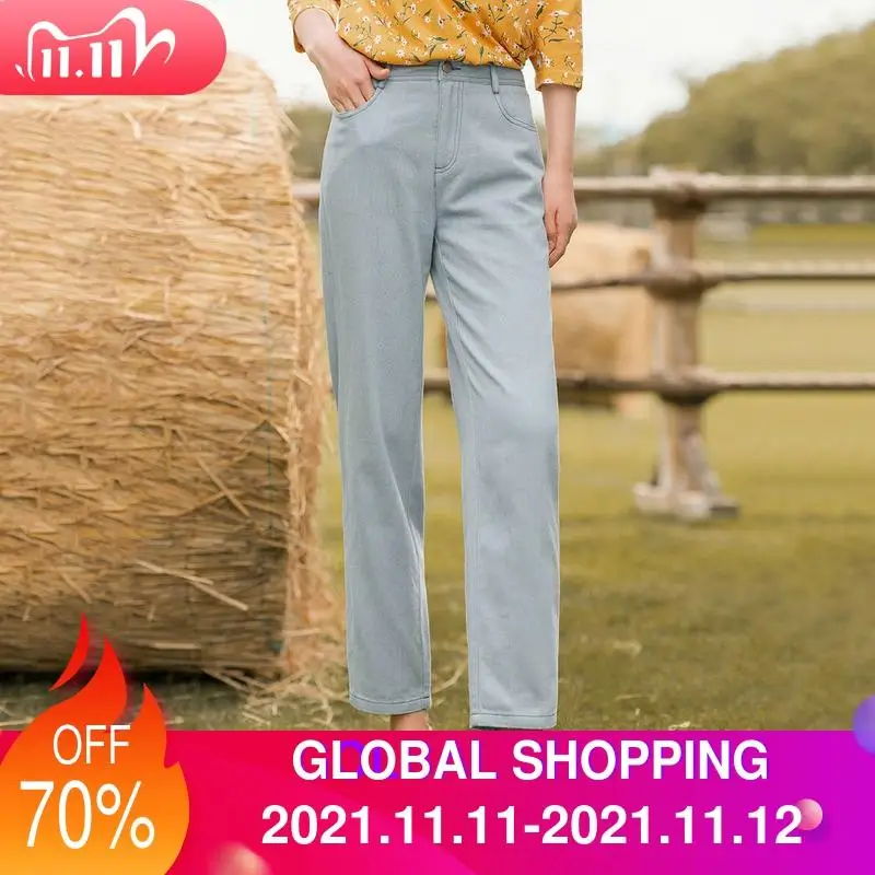 

INMAN Autumn Winter Comfortable Concise Style Lady Trousers Straight Leg Casual Cotton Female Women Long Pant