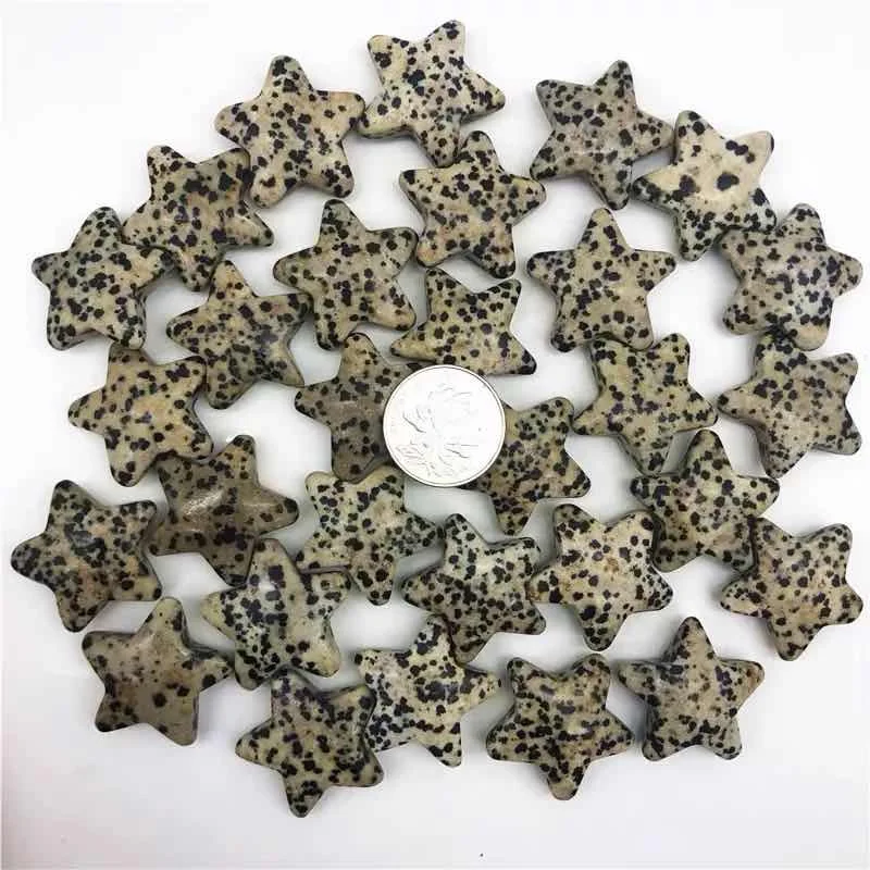 

MOKAGY Natural Dalmatian Jasper Quartz Crystal Five-Pointed Star 2pc
