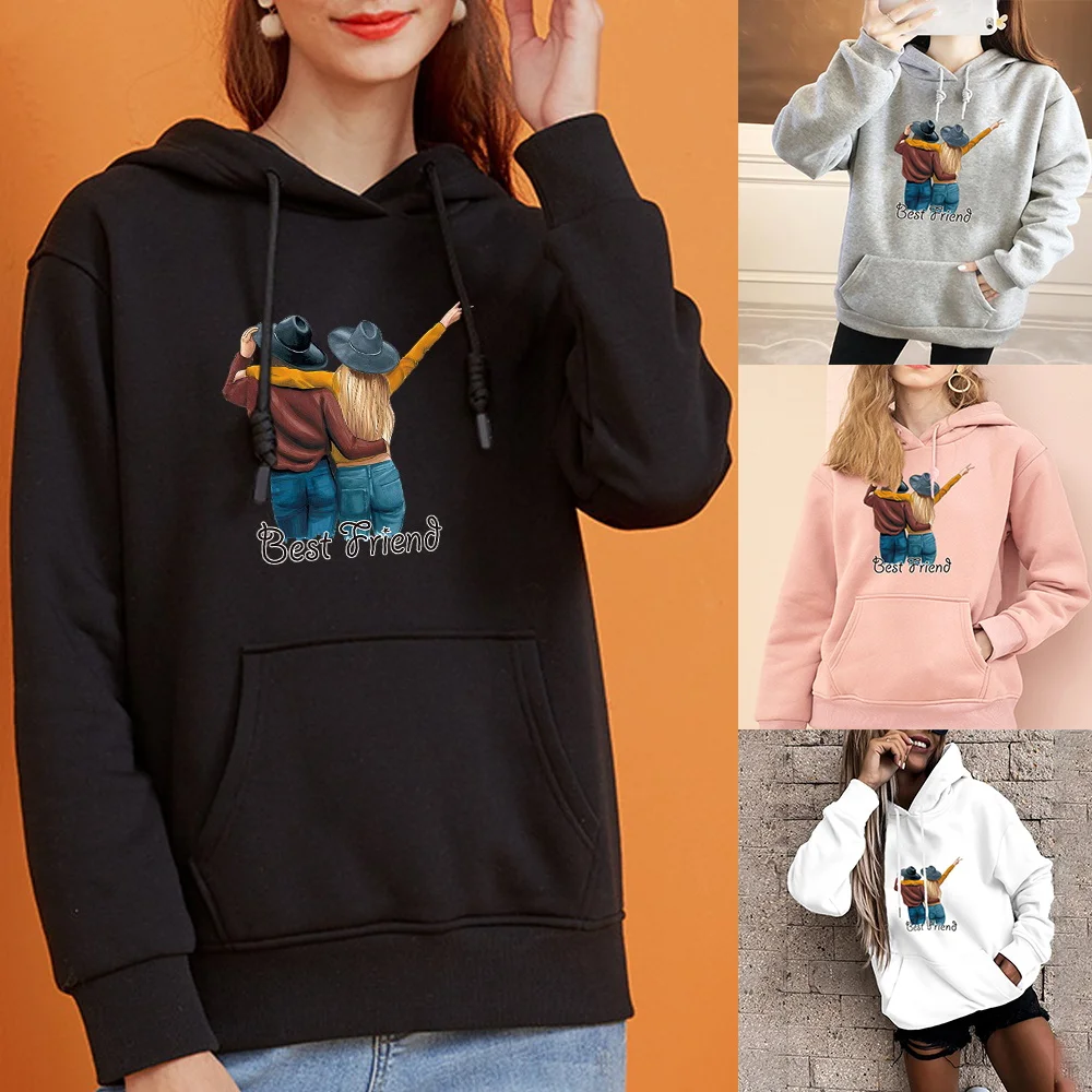 

Women's Fashion Hoodie Harajuku Long Sleeve Loose Pocket Top Friends Print Student Casual Sweatshirts Casual Sports Pullover