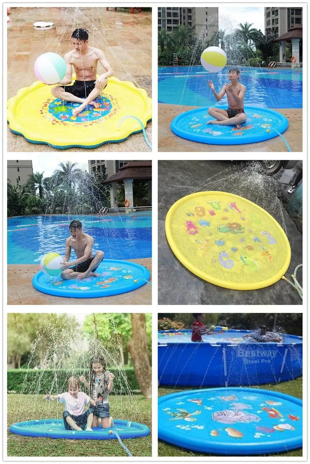 

1M 1.7M Inflatable Spray Water Cushion Summer Kids Play Water Mat Lawn Games Pad Sprinkler Play Toys Outdoor Tub Swiming Pool