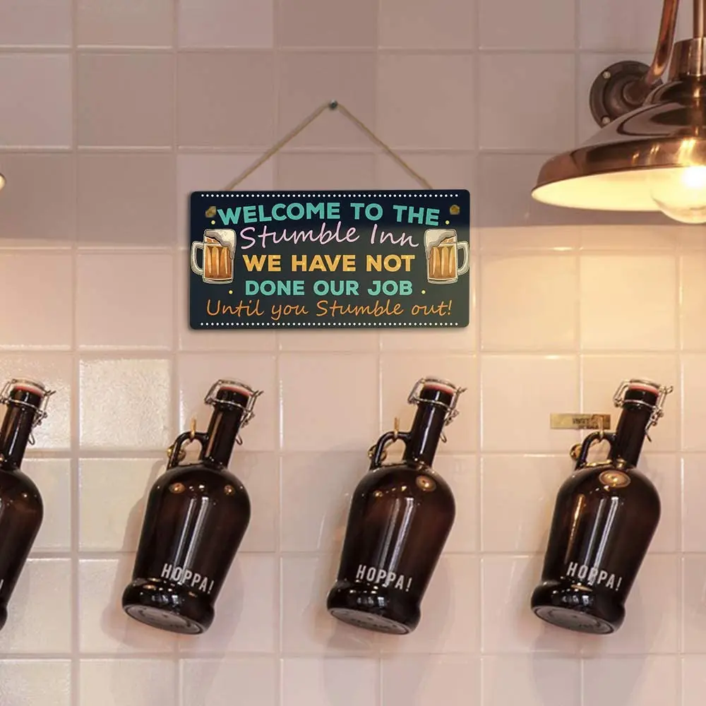 

Putuo Decor Funny Bar Sign Welcome to The Stumble Inn We Have Not Done Our Job Until You Stumble Out Wood Sign 12 x 6 Inches