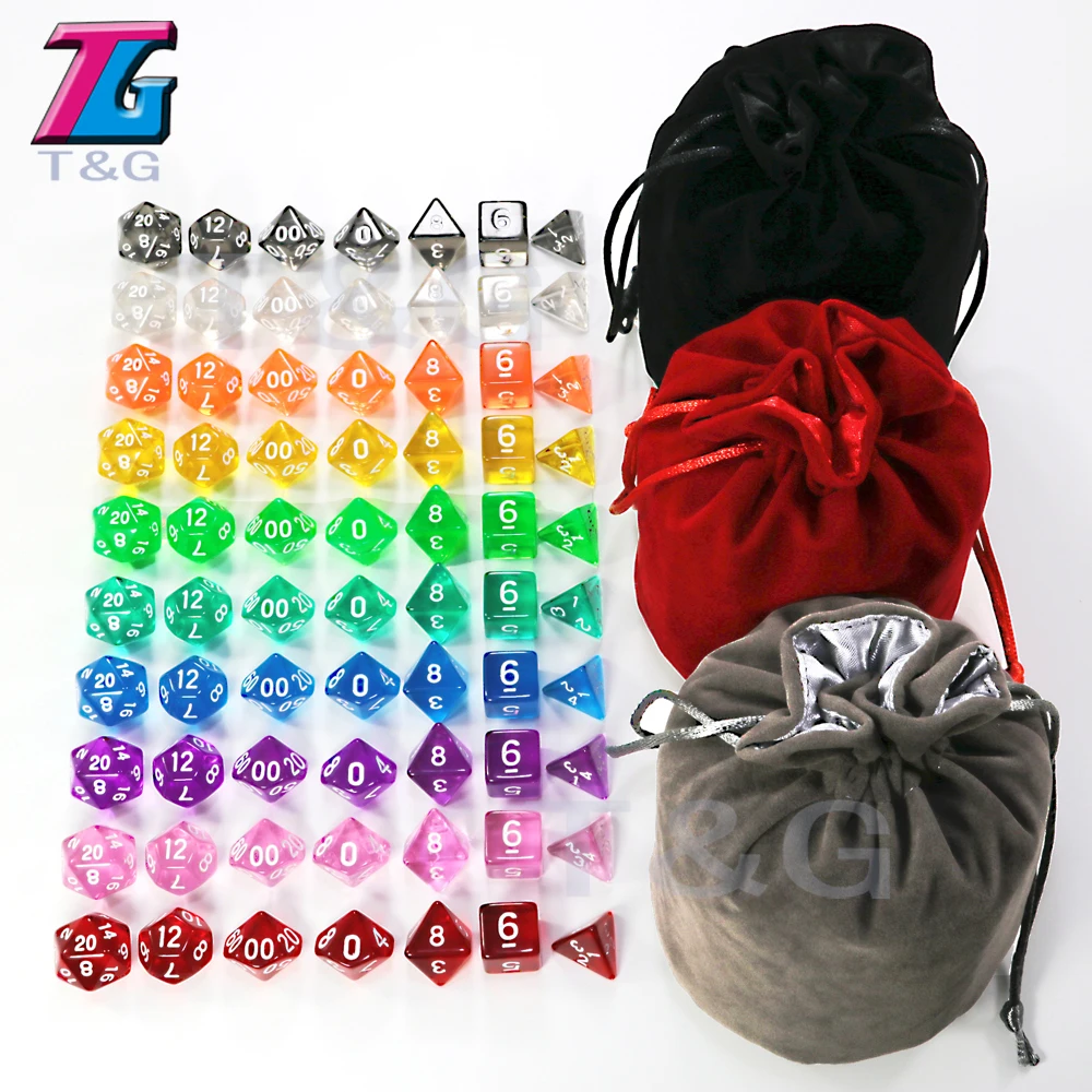10 комплектов прозрачных игральных костей DnD D4 d6 d8 d10 % d12 d20 для настольных игр