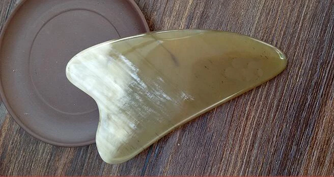 Массажер гуаша для лица и тела пластина массажа натуральный бычий рог