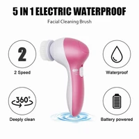 waterproof 5in1 electric sonic face cleansing brush facial cleaning brush device set massager facial wash face machine