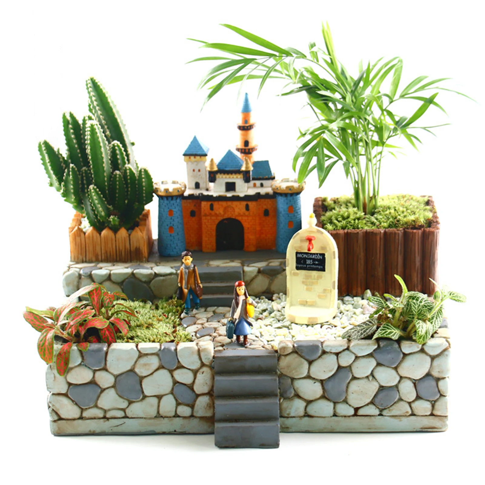 

Mini Succulent Planter Garden Resin Flower Pot Plant Container Air Secret Garden Castle Fleshy Flowerpot Bonsai DIY Ornaments