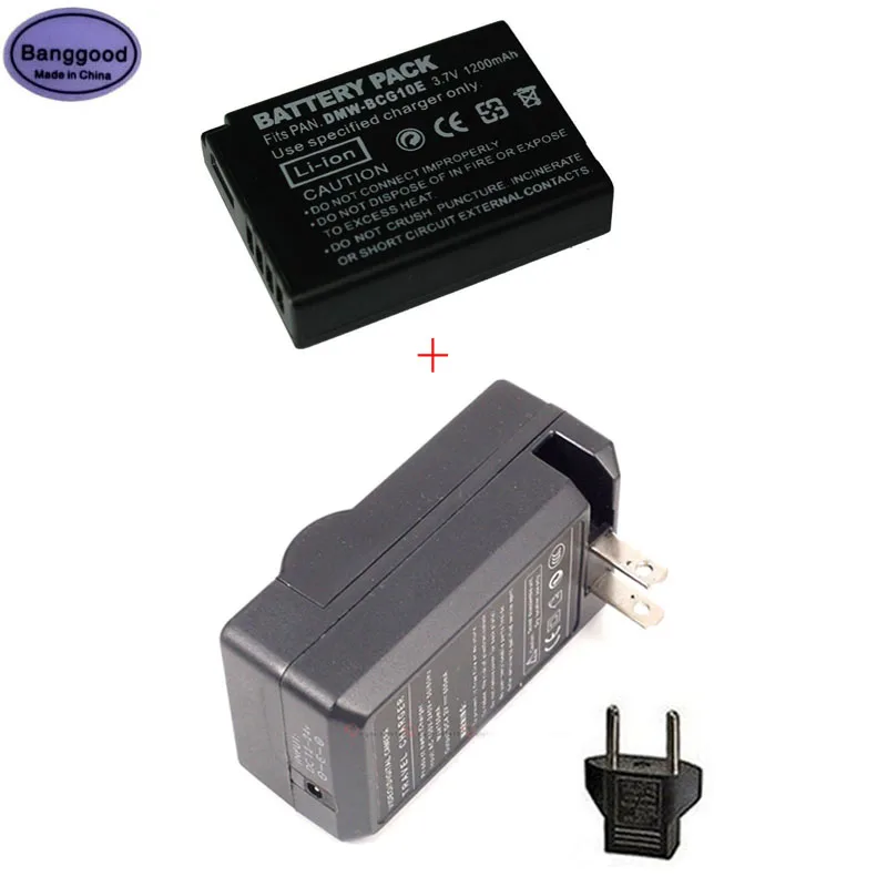 1200 мА/ч DMW-BCG10E DMWBCG10E Камера Батарея + AC ChargerFor цифрового фотоаппарата Panasonic Lumix DMW-BCG10