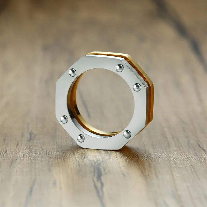 Unique Pattern Ring Stainless Steel Two-tone Gold Silver Personality for Men Women Great Holiday Gifts Unisex New | Украшения и