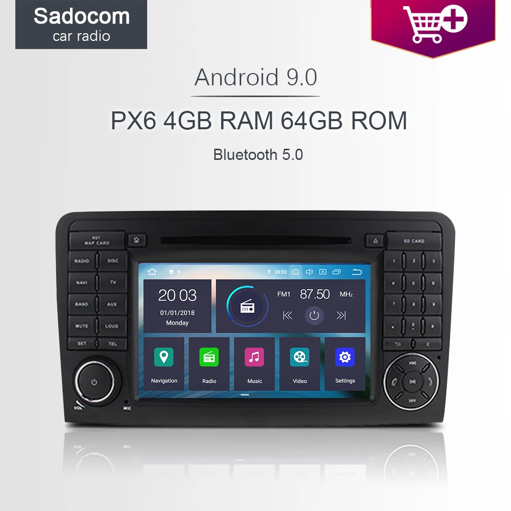 Автомобильный DVD плеер 7 &quotDSP PX6 Android 10 0 6 ядер 4 Гб ОЗУ 64 ПЗУ для Mercedes W164 ML300 ML350 ML450 ML500