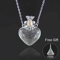 1pc glass heart vial cremation pendant necklace ash case holder keepsake necklace memorial jewelry urn necklace for ash