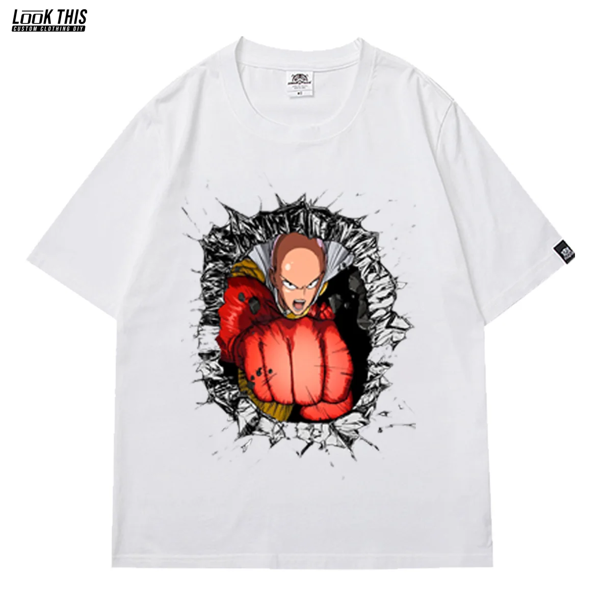 

One-Punch Man Anime Summer T-shirt Funny Print T Shirt Clothing For Male Tee Male Cotton Short Sleeve Tshirt Simple White Tshirt