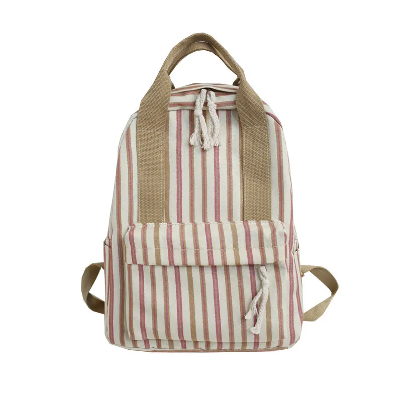 Повседневный хлопковый рюкзак в Вертикальную Полоску Женский школьный с
