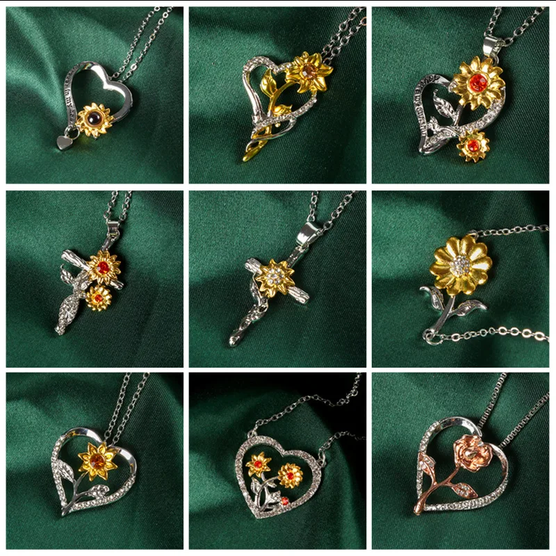 

Best Selling New Sunflower Diamond Necklace Taiyanghua Rose Assorted Styles Women's Necklace Dropshipping