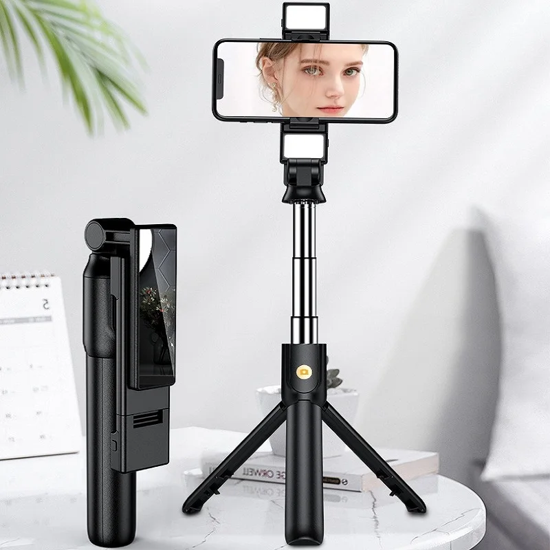

Dual Fill Light Portable Bluetooth Handheld Selfie Phone Holder Stick Tripod Stand Monopod For Smartphone