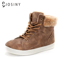 josiny womens boots marten fluff for women ladies pu leather ankle boots shoes fur lining boots female womens winter boots