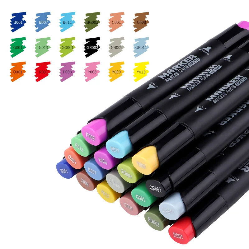 

18pcs A Box of Baoke MP2911#18 Oily Marker POP Advertising Pen Marker Double-headed Color Marker 18 Colors