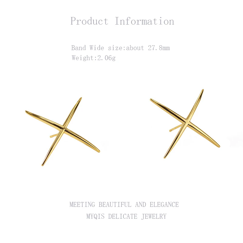 

Korean Cross Stud Earring 18k Gold Pendientes Stamp S925 Earrings Set For Women Girl 2021 Trend Fashion Jewelry Office 2019