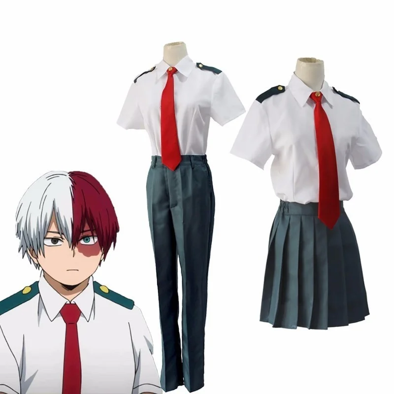 

My Hero Academia Cosplay Costume Boku No Hero Academia Midoriya Izuku OCHACO URARAKA Todoroki Shoto Summer Shirt School Uniforms