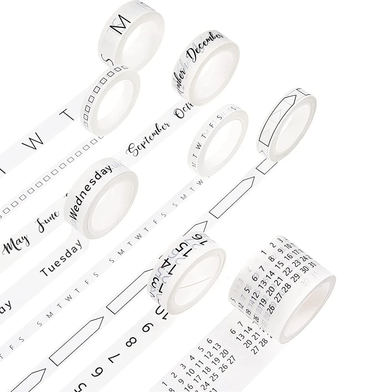 

8 рулонов, календарь, ежедневник, дата, неделя, месяц, номер, календарь, Васи, Маскировочная лента, декоративная для ремесленного планировщик...