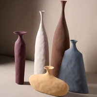 creative ceramic flower vases figurines nordic morandi colored cylinder flower pots home living room decoration modern ornaments