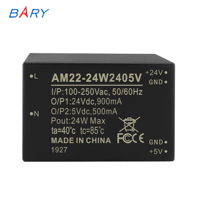 

AM22-24W2405V 24W AC-DC Dual-Output Buck Power Supply Module 100~250VAC To 24V 5V
