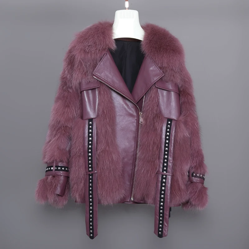 

Ladies Warm Real Fox Fur Short Jacket Luxury 2020 New Fashion Fur Parka Leather Popular Coat