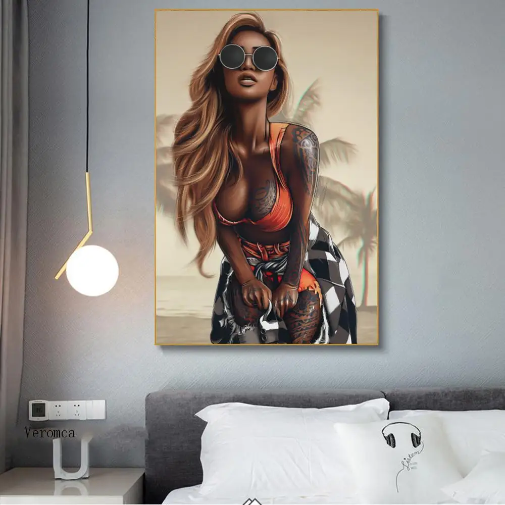 

Modern Sexy Cool Black Woman Wall Art Canvas Paintings and Print Cuadros Picture for Living Room Home Decor Poster No Frame