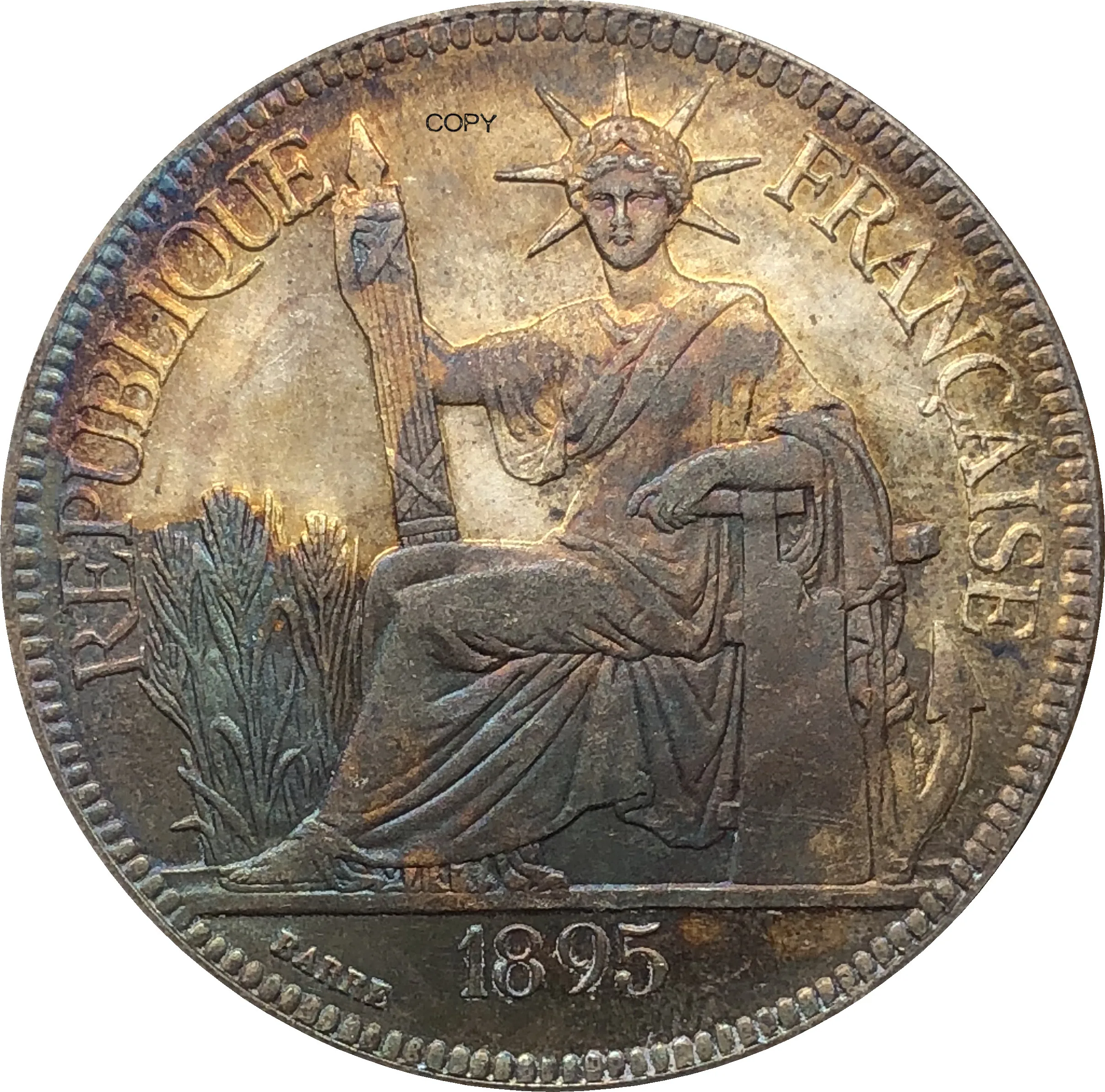 Монеты с посеребрением, французский Индокитай 1895 A 1, пиастровая коммерция