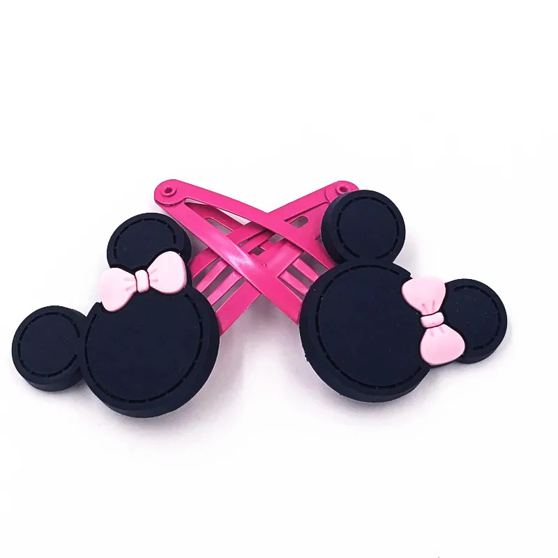 2 шт./компл. мультфильм Микки Минни значок заколки для волос ПВХ мягкие детей