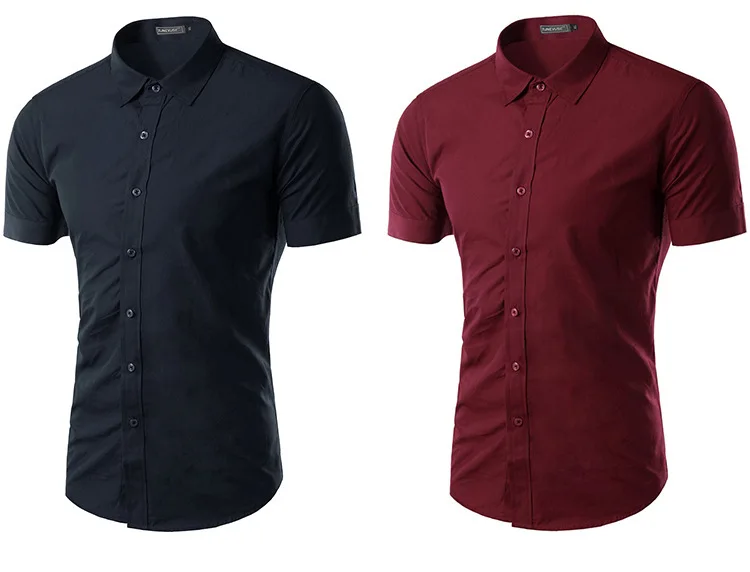 Мужская рубашка с коротким рукавом, приталенная, Camisa Social Masculina Chemise Homme, новинка, летняя мужская однотонная деловая рубашка 6537