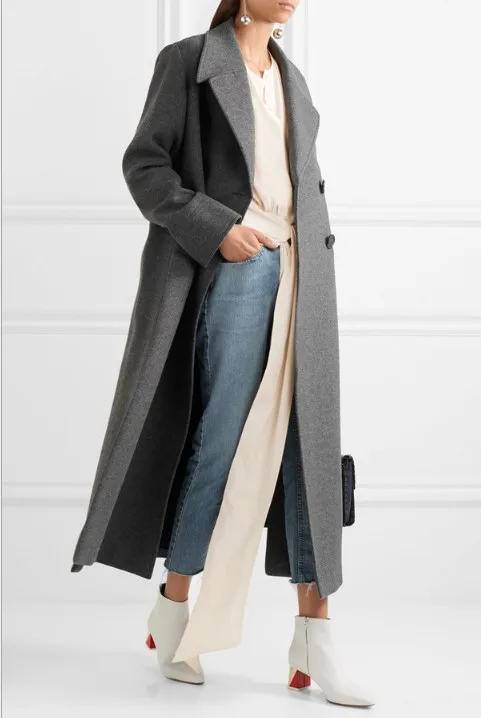 Новое модное женское длинное шерстяное пальто элегантная осенне-зимняя