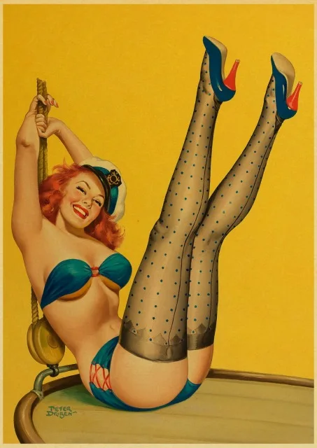 Американский ретро постер с винтажными принтами девушек и постеров наклейка на