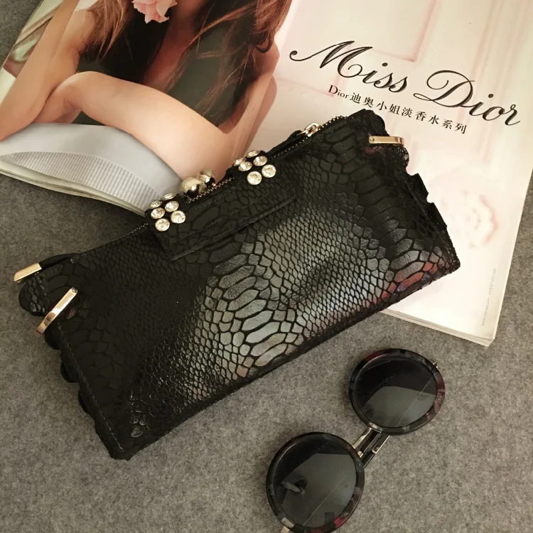 Модные вечерние сумки женские кошельки и кожаные бриллиантовые цепочки золотой