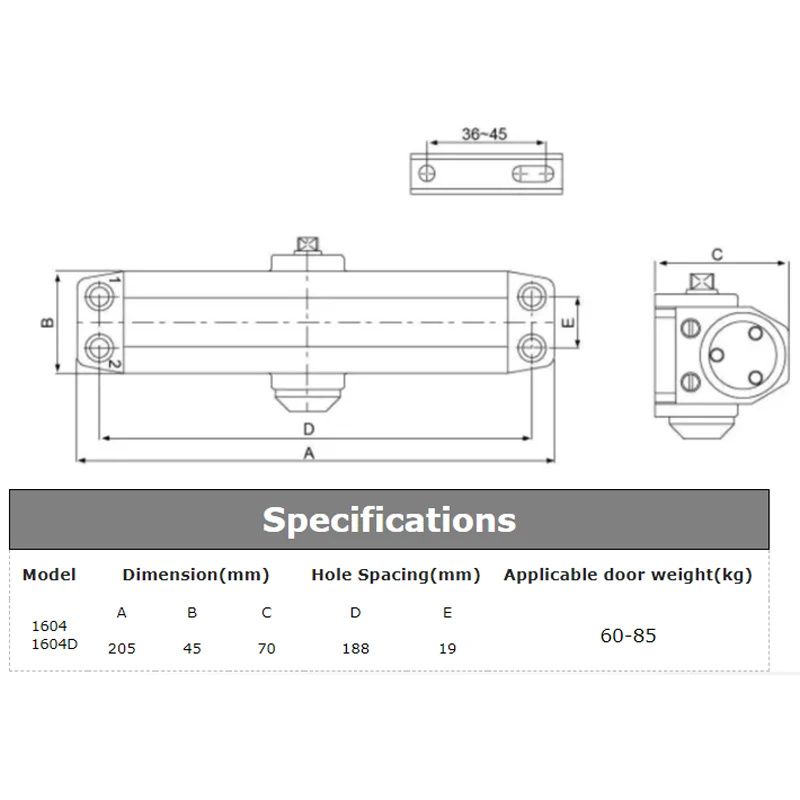 

Marie Automatic Door Closer Hydraulic Buffer Spring Sliding Door Closing Home Positioning Fire-proof Door Commercial Door Closer