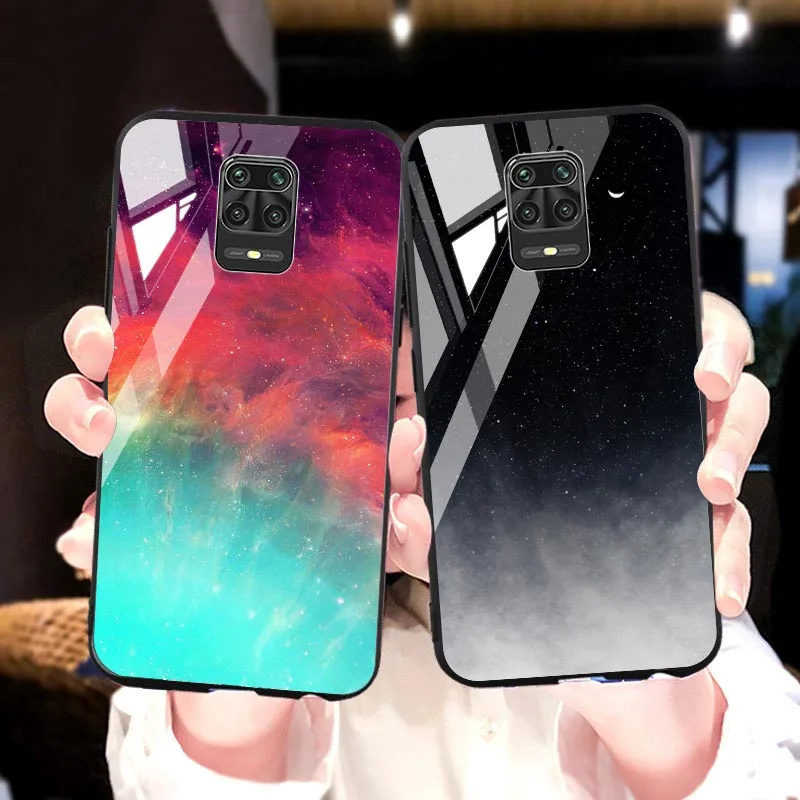 Чехол из закаленного стекла для Xiaomi Redmi Note 9 Pro роскошные чехлы со звездами и
