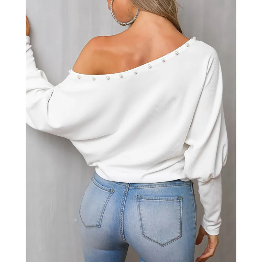 Женский топ с открытыми плечами пуловер Свободный рукав &quotлетучая мышь&quot