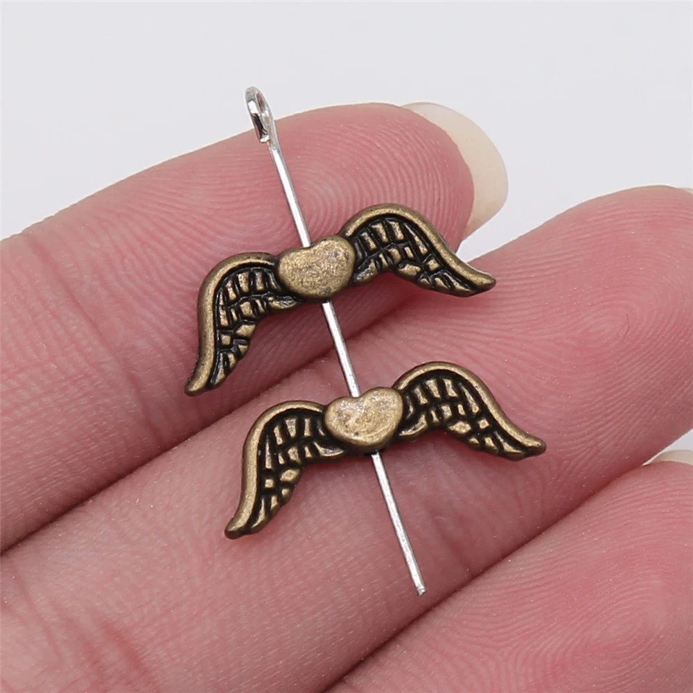 20pcs 20x7mm Angel Wings Heart European Small Hole Spacer Beads For Jewelry Making DIY Findings | Украшения и аксессуары