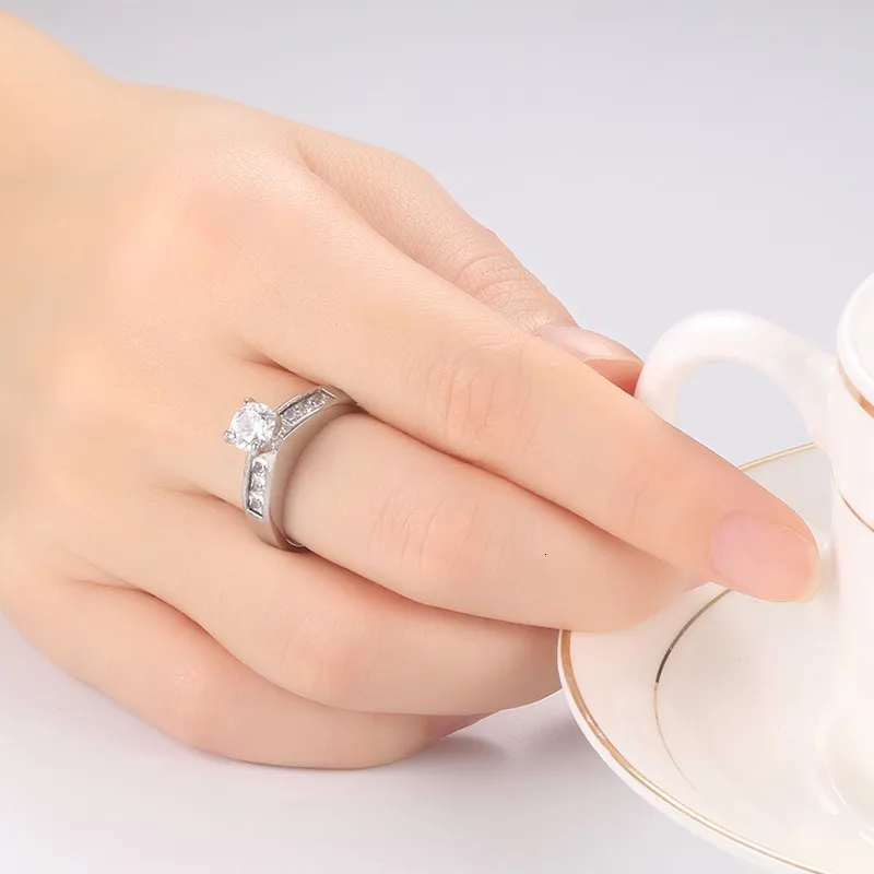 Vnox Для женщин Обручение кольцо cz камень обещание Кольца для Свадебные