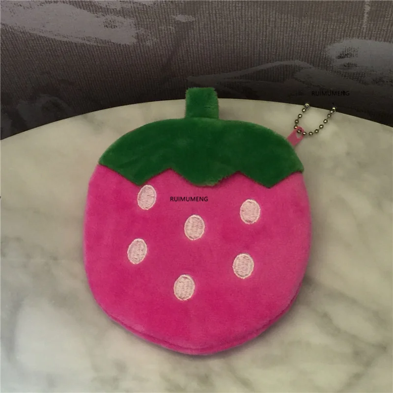 Маленький кошелек для монет с клубничкой Детский плюшевый Кошелек фруктами