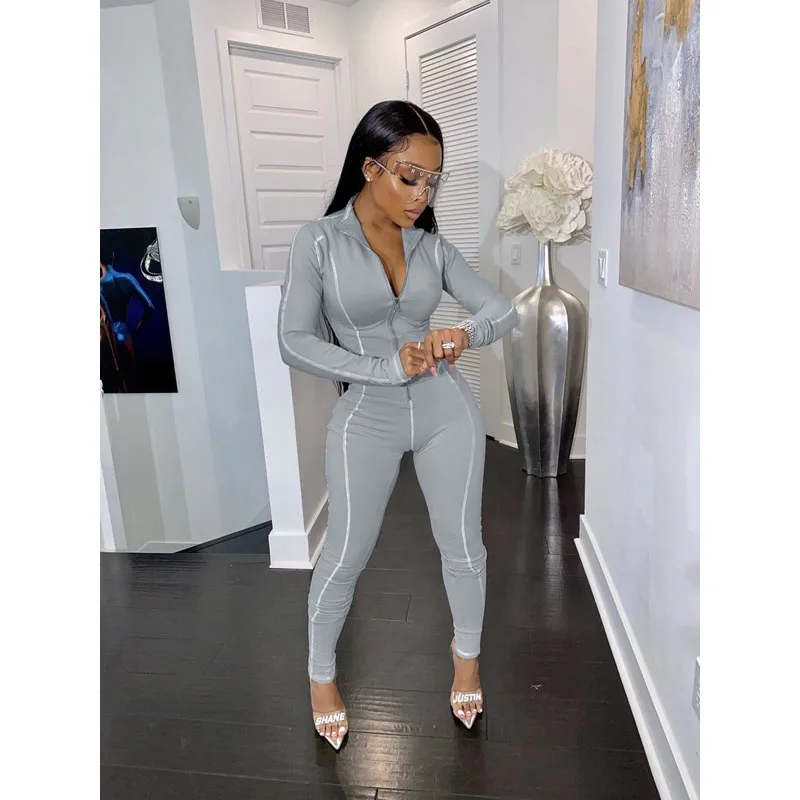 

Autumn Spring Jumpsuit Women Solid Curve Sexy Bodysuit One Piece Club Outfits Nightclub Lounge Streetwear Wholesale Items