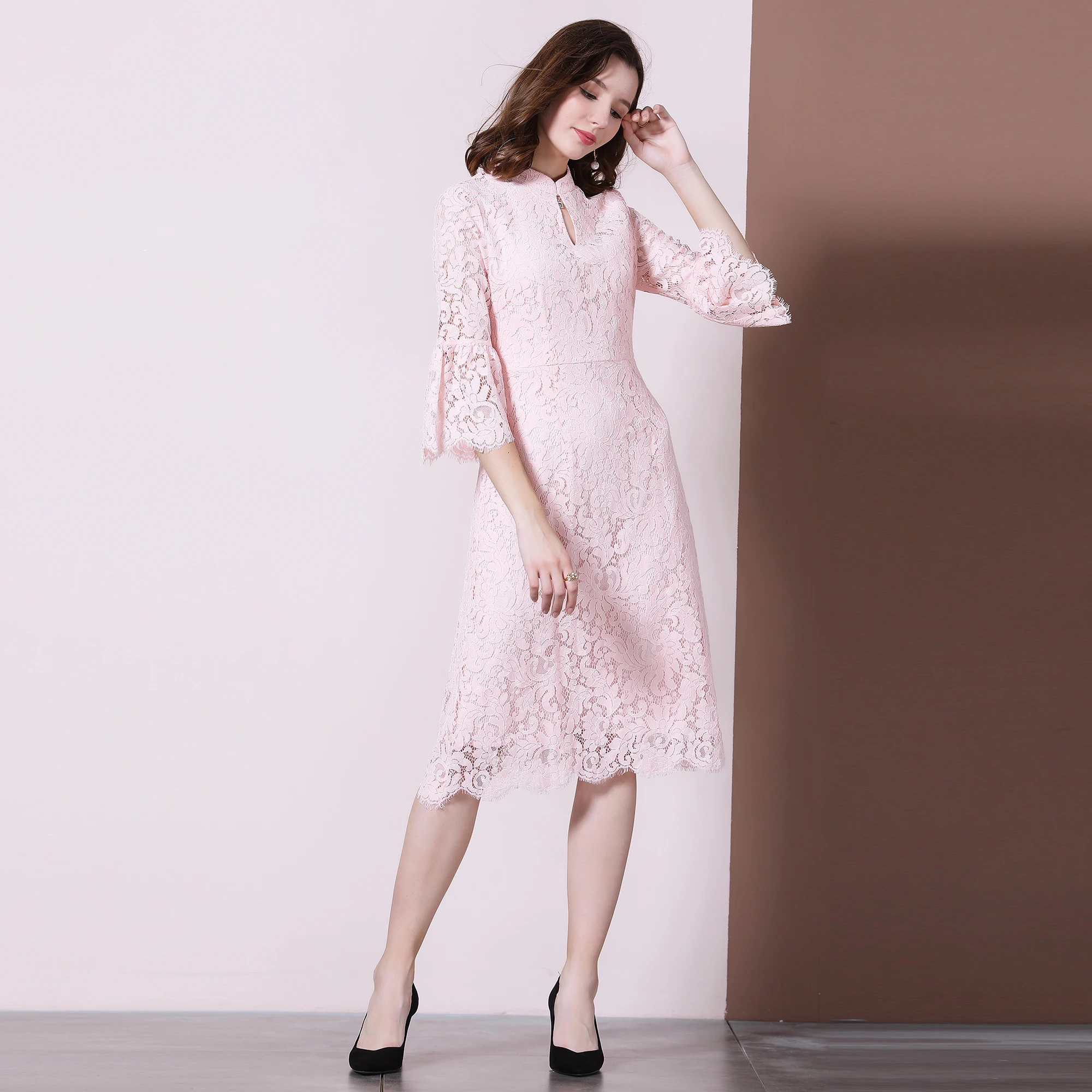 

Women Lace Dress Long Dress Knit Dress Fashion Loose Lady Suit Stylish Elegance Suit-Dress Ladies' Sweater