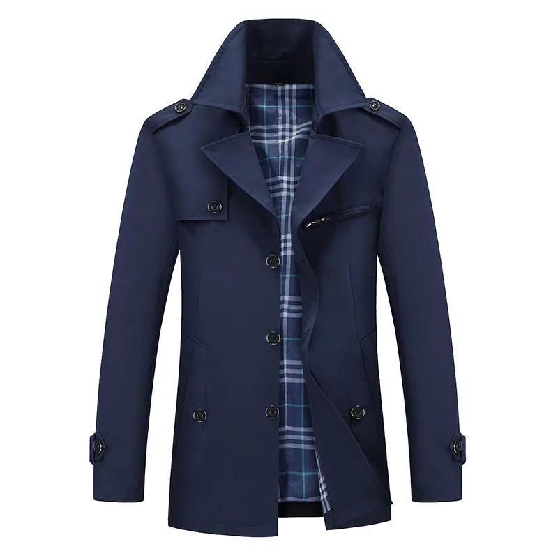 2732 blue 12 цветов, Мужская Весенняя осенняя куртка, Длинная ветровка, качественный Военный Приталенный Тренч, пальто, мужская хлопковая верхняя одежда - Цвет: 2732 blue