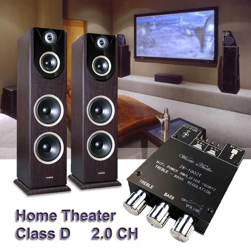 2*100W Блютуз 5.0 TI TPA3116D2 Класс D HiFi Стерео Аудио Цифровой Усилитель Мощности Доска Тон Домашний Кинотеатр Эквалайзер Амп