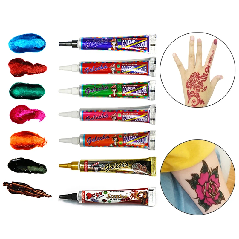 1 шт. хна паста краска для тела трафарет татуировки цветная боди арта индийский