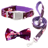 nylon dog leash set adjustable dog collar with cute printed bow tie for small medium large dogs pitbull bulldog pugs beagle